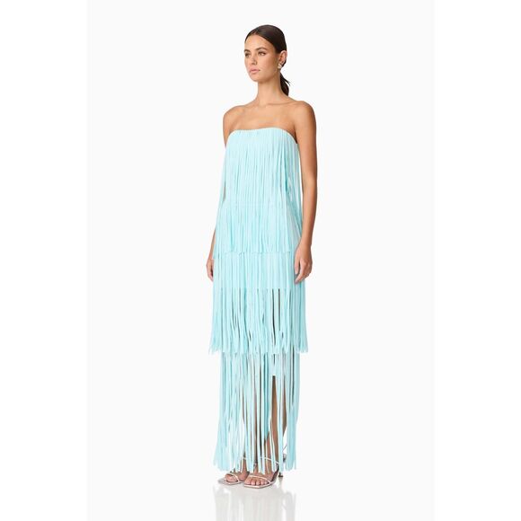 ELLIATT Alya Tiered Maxi Dress in Blue Cocktail Party Cocktail Dress size S NWT - Picture 3 of 7